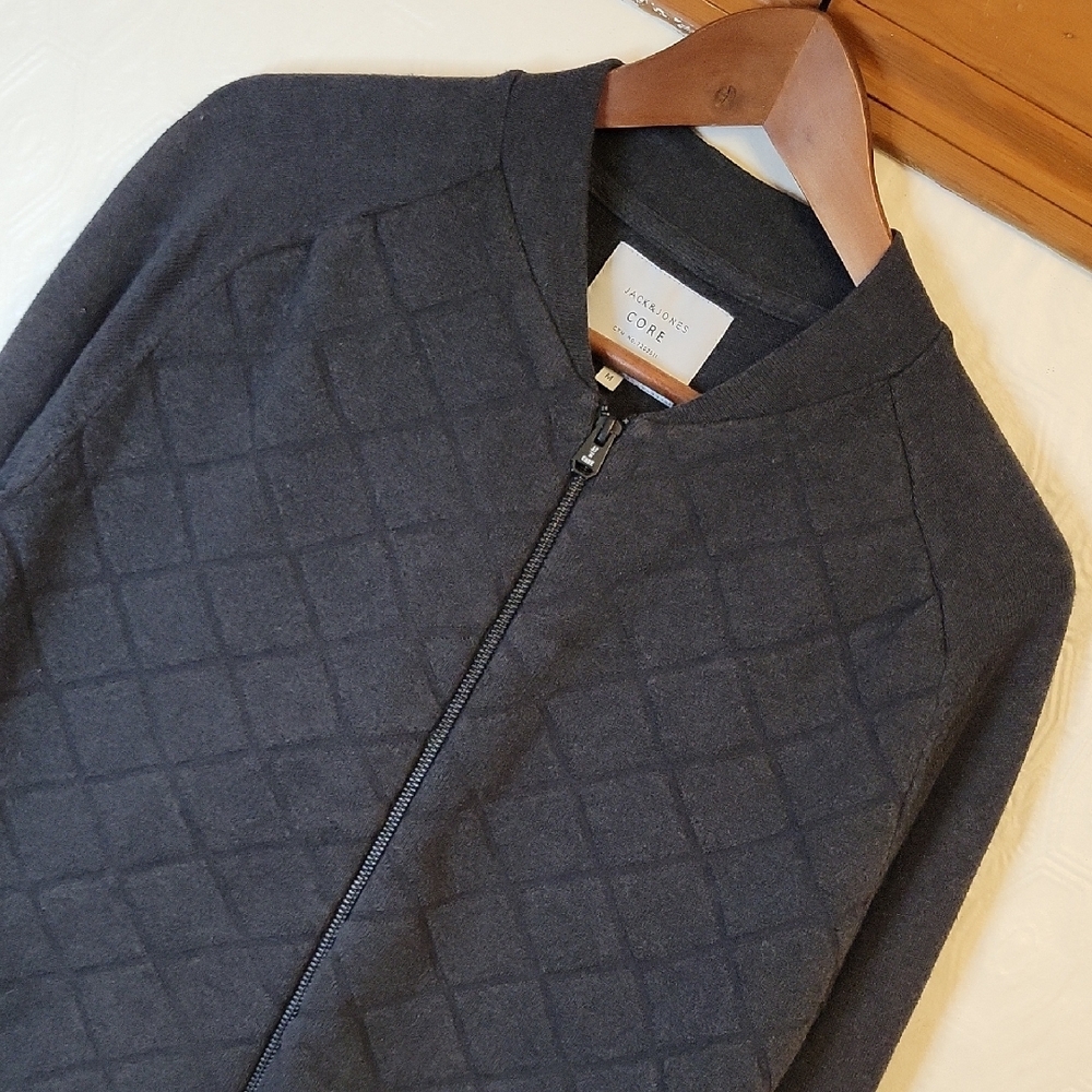 Jack & Jones Dark Gray Quilted Zip-Up Sweater